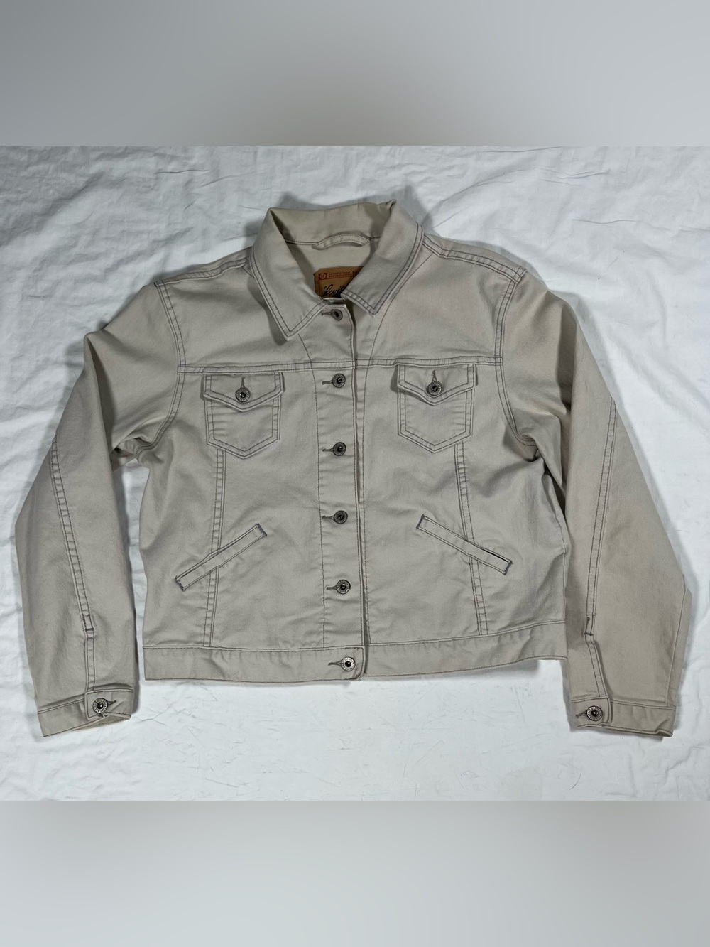 Levi Strauss Signature Beige Denim Jacket Women’s Size Large (12-14)